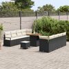 vidaXL Conjunto de sofá de jardín con cojín 11 pcs Negro Poliratán