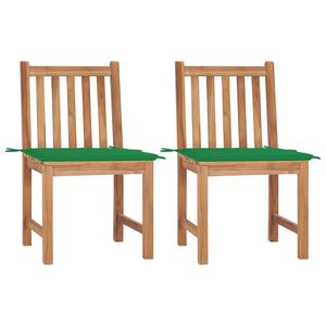 vidaXL Sillas de jard&iacute;n 2 unidades madera maciza de teca con cojines