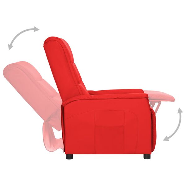 vidaXL Sill&oacute;n reclinable de cuero sint&eacute;tico rojo