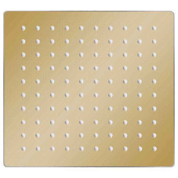 vidaXL Cabezal ducha efecto lluvia acero inox cuadrado dorado 20x20 cm