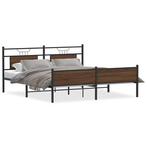 vidaXL Estructura de cama sin colch&oacute;n metal marr&oacute;n roble 160x200 cm