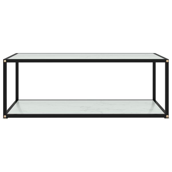 vidaXL Mesa de centro vidrio templado blanco 100x50x35 cm