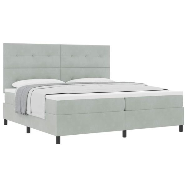 vidaXL Cama tipo Box Spring Gris Claro 200 x 200 cm Terciopelo