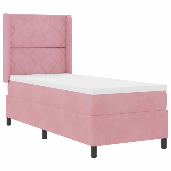 vidaXL Cama tipo Box Spring con colch&oacute;n Rosa 80 x 200 cm Terciopelo