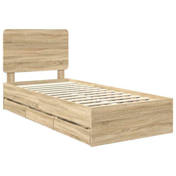 vidaXL Estructura de cama Roble Sonoma 75 x 190 cm Madera Ingenieril