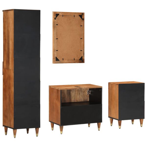 vidaXL Conjunto de muebles de ba&ntilde;o 4 piezas madera maciza de mango