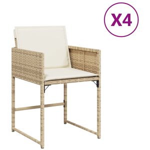 vidaXL Sillas de jard&iacute;n con cojines 4 uds rat&aacute;n sint&eacute;tico beige