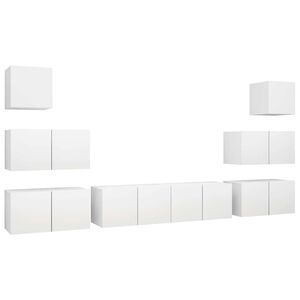 vidaXL Set de mueble para TV de 8 piezas madera contrachapada blanco