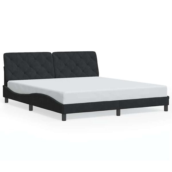 vidaXL Estructura de cama sin colch&oacute;n terciopelo negro 180x200 cm