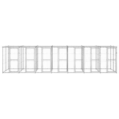 vidaXL Perrera de exterior de acero galvanizado con techo 16,94 m²