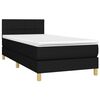 vidaXL Cama box spring con colch&oacute;n y LED tela negro 90x190 cm