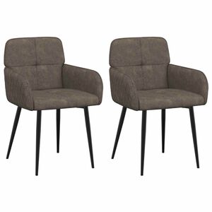 vidaXL Sillas de comedor 2 uds. Cuero de Suede Sint&eacute;tico Gris oscuro