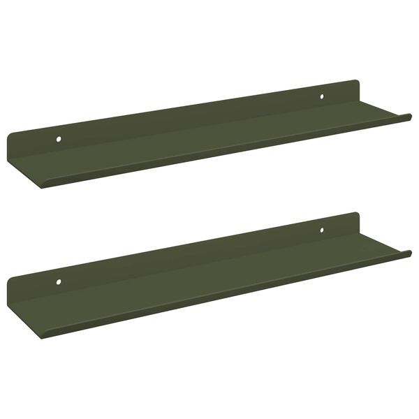 vidaXL Estante flotante 2 pcs Verde Oliva 40 x 8,5 x 2,5 cm Acero