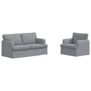 vidaXL Juego de Sof&aacute; 2 uds. Gris Claro tela