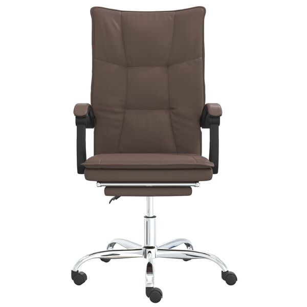 vidaXL Silla de oficina reclinable cuero sint&eacute;tico marr&oacute;n