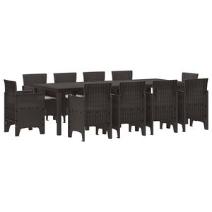 vidaXL Conjunto de Comedor de Jard&iacute;n 11 pcs Marr&oacute;n Polipropileno