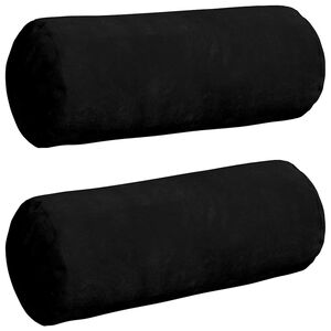 vidaXL Cojines Bolster 2 pcs Negro &Oslash; 15 x 40 cm Tela de microfibra