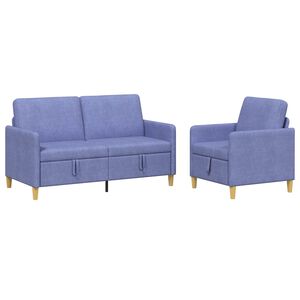 vidaXL Juego de Sof&aacute;s con Almacenamiento 2 uds. Azul jeans Poli&eacute;ster
