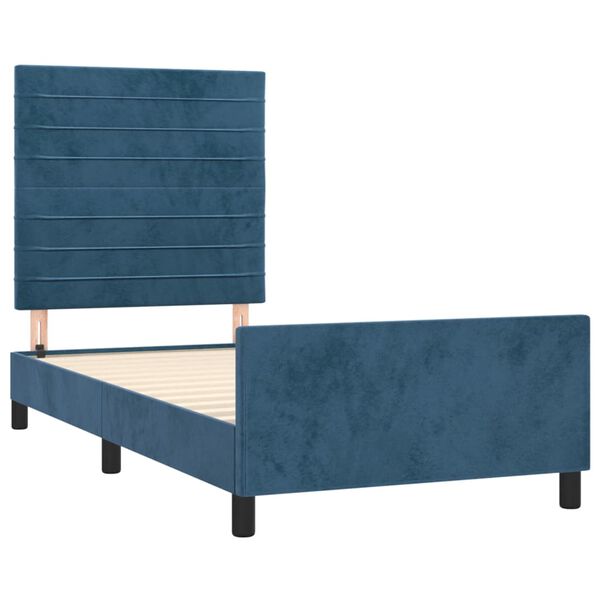 vidaXL Estructura de cama sin colch&oacute;n terciopelo azul oscuro 90x190 cm