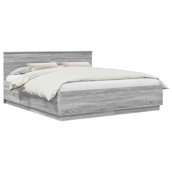 vidaXL Estructura de cama con cabecera Gris Sonoma 200 x 200 cm