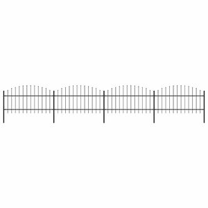 vidaXL Valla de jard&iacute;n con punta de lanza de acero 714,5x125 cm negra