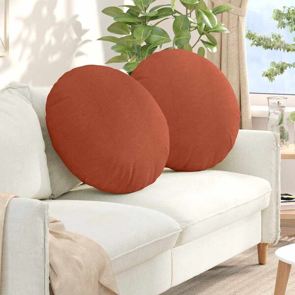 vidaXL Cojines para asiento 2 pcs Rojo Naranja &Oslash; 60 cm Tela de pana