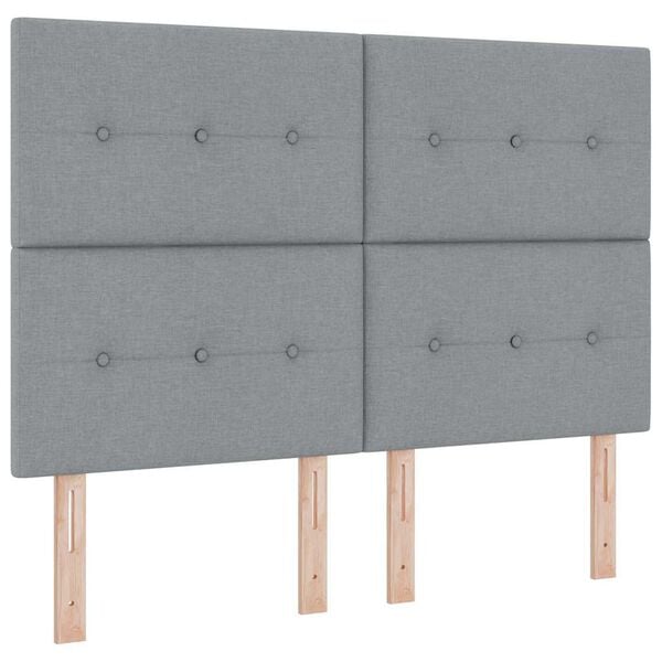 vidaXL Cama tipo Box Spring con colch&oacute;n Gris claro 140 x 190 cm tela