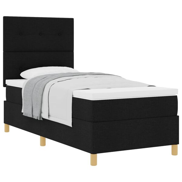 vidaXL Cama tipo Box Spring con colch&oacute;n Negro 80 x 200 cm tela
