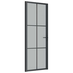vidaXL Puerta interior de vidrio y aluminio negro mate 76x201,5 cm