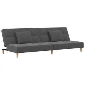 vidaXL Sof&aacute; cama de 2 plazas con dos almohadas tela gris claro