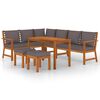 vidaXL Juego comedor jard&iacute;n y cojines 7 piezas madera maciza acacia