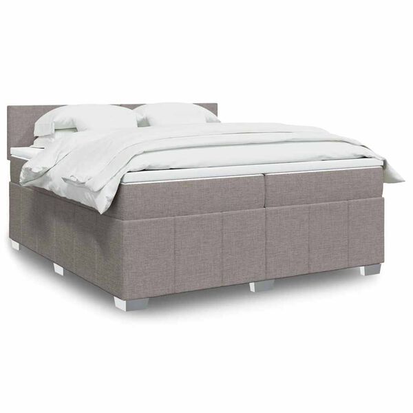 vidaXL Cama box spring con colch&oacute;n tela gris taupe 200x200 cm