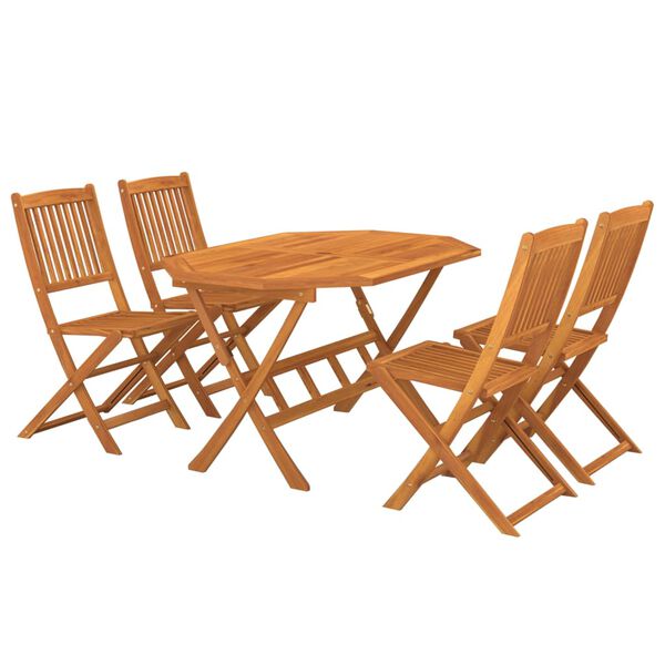 vidaXL Juego de comedor de jard&iacute;n 5 piezas madera maciza de acacia