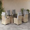 vidaXL Set comedor de jard&iacute;n 7 pzas con cojines rat&aacute;n sint&eacute;tico beige