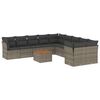 vidaXL Set de sof&aacute;s de jard&iacute;n 11 pzas y cojines rat&aacute;n sint&eacute;tico gris