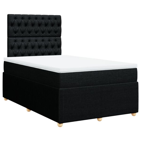 vidaXL Cama box spring con colch&oacute;n tela negro 120x200 cm