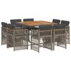 vidaXL Set comedor jard&iacute;n 9 pzas y cojines rat&aacute;n sint&eacute;tico gris