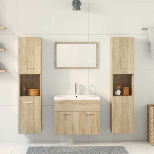 vidaXL Juego de muebles de ba&ntilde;o 5 pzas madera ingenier&iacute;a roble Sonoma