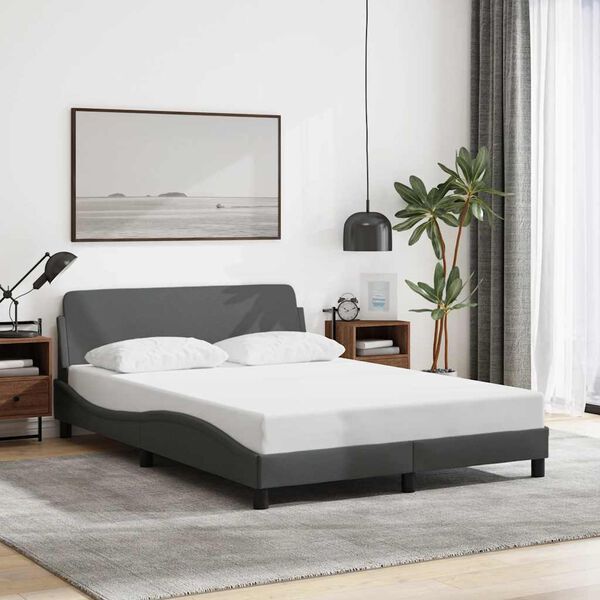 vidaXL Estructura de cama Dover tela gris oscuro 140x200 cm