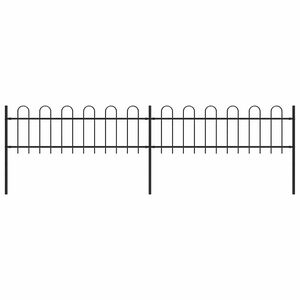 vidaXL Valla de jard&iacute;n con aro superior de acero 337x60 cm negra