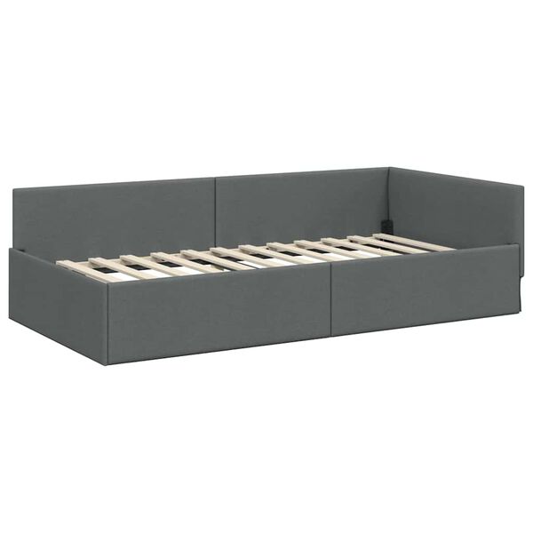 vidaXL Estructura de cama en esquina Gris oscuro 90 cm x 190 cm