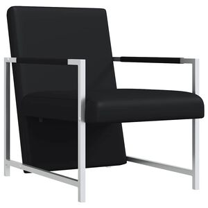 vidaXL Sill&oacute;n con patas cromadas cuero sint&eacute;tico negro