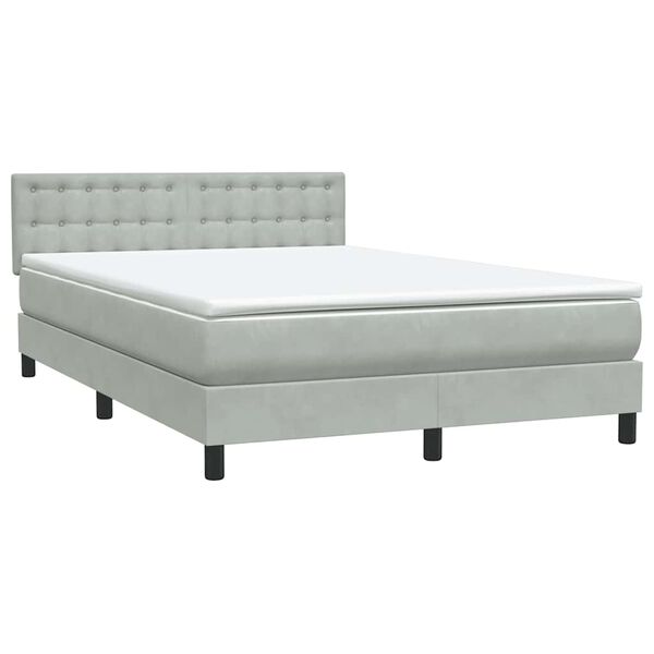 vidaXL Cama box spring con colch&oacute;n terciopelo gris claro 160x210 cm