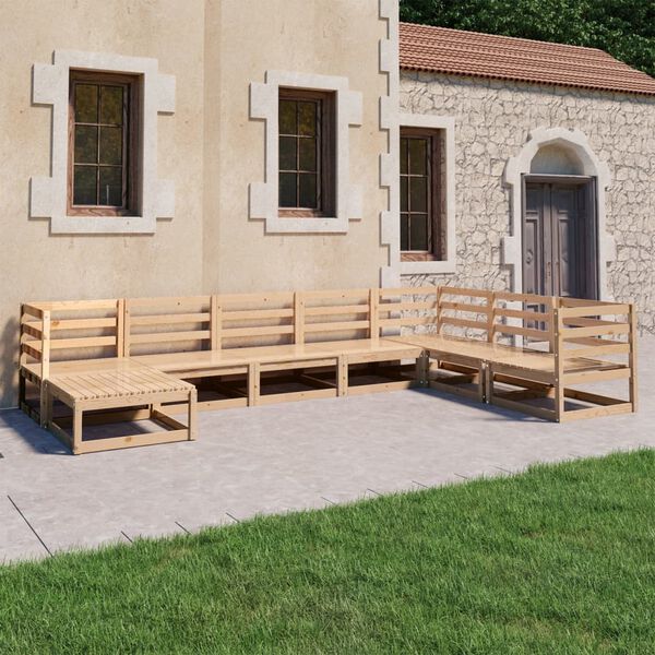 vidaXL Juego de muebles de jard&iacute;n 8 piezas madera maciza de pino