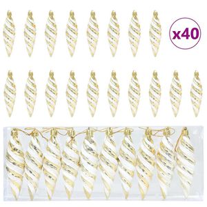vidaXL Esfera Espiral de Navidad 40 uds. Dorado 3 x 11 cm Pl&aacute;stico LED