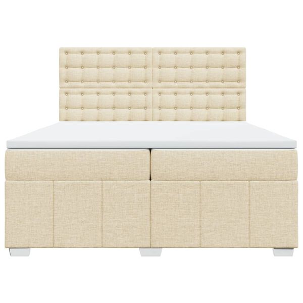 vidaXL Cama box spring con colch&oacute;n tela color crema 200x200 cm