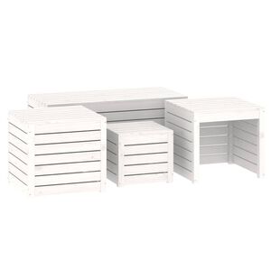 vidaXL Juego de cajas de jard&iacute;n 4 piezas madera maciza de pino blanco