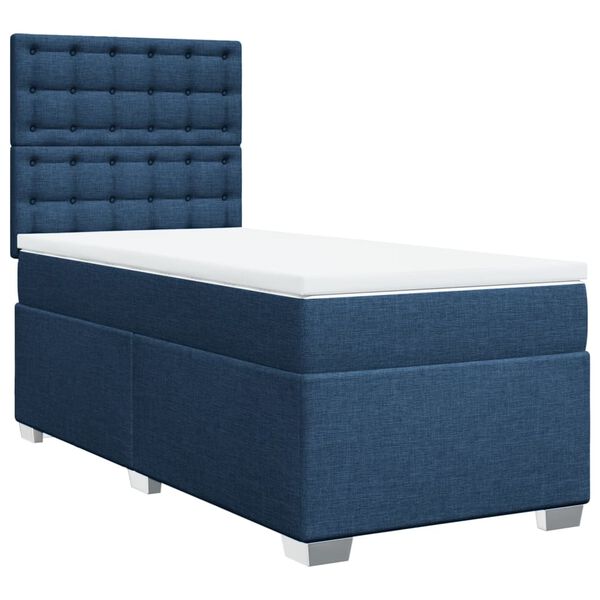 vidaXL Cama box spring con colch&oacute;n tela azul 100x200 cm