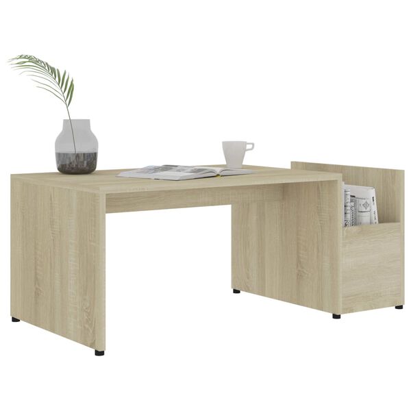 vidaXL Mesa de centro madera contrachapada color roble 90x45x35 cm