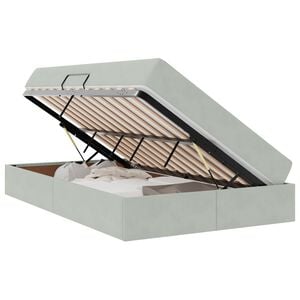 vidaXL Cama con almacenamiento y colch&oacute;n Gris Claro 120 x 190 cm